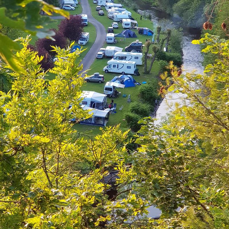 Camping on the banks of the River Our in the Luxembourg Ardennes